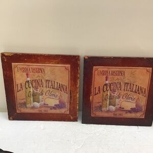 Set of 2 Old Rustic Italian Wall Hangings/Hot Dish Holders Home Dining Kitchen